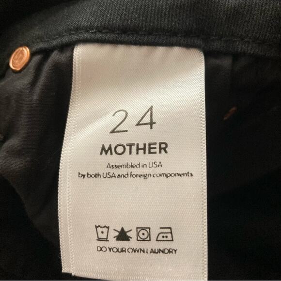 MOTHER Looker Ankle Fray in Guilty as Sin Black Distressed Jeans Size 24x25 - Picture 11 of 12